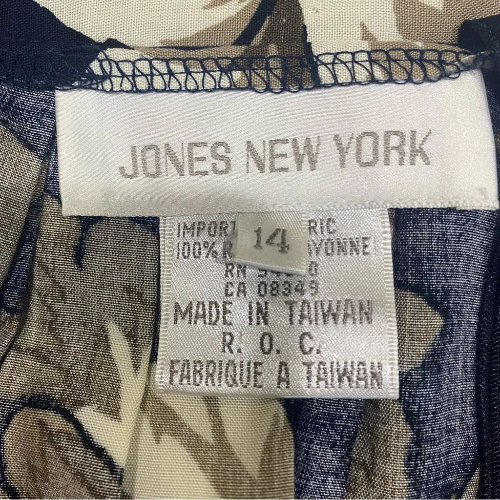 Jones New York fall floral maxi pleated skirt vintage Y2K navy brown 14 - Image 6