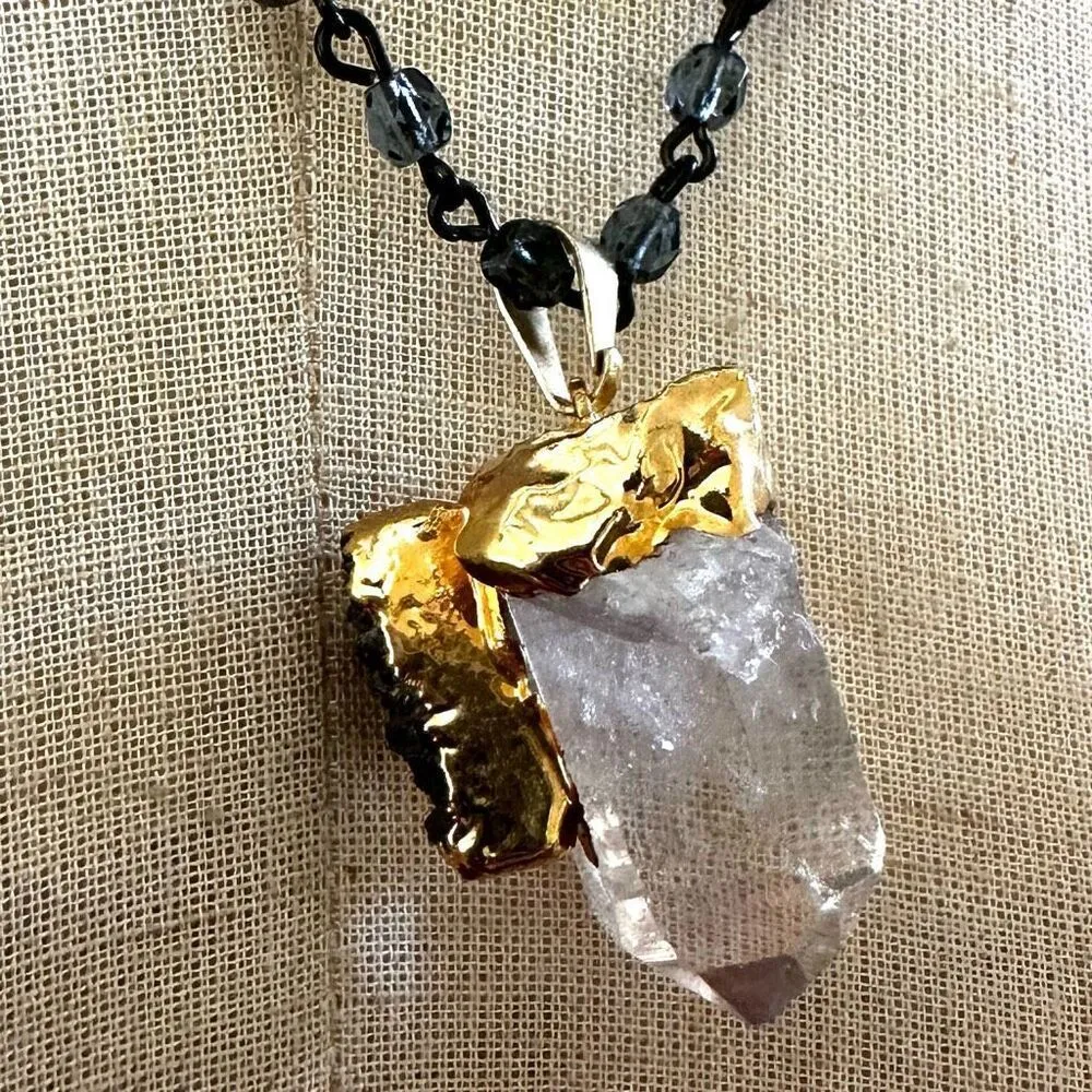 Druzy agate crystal pendant necklace Gray - Image 4