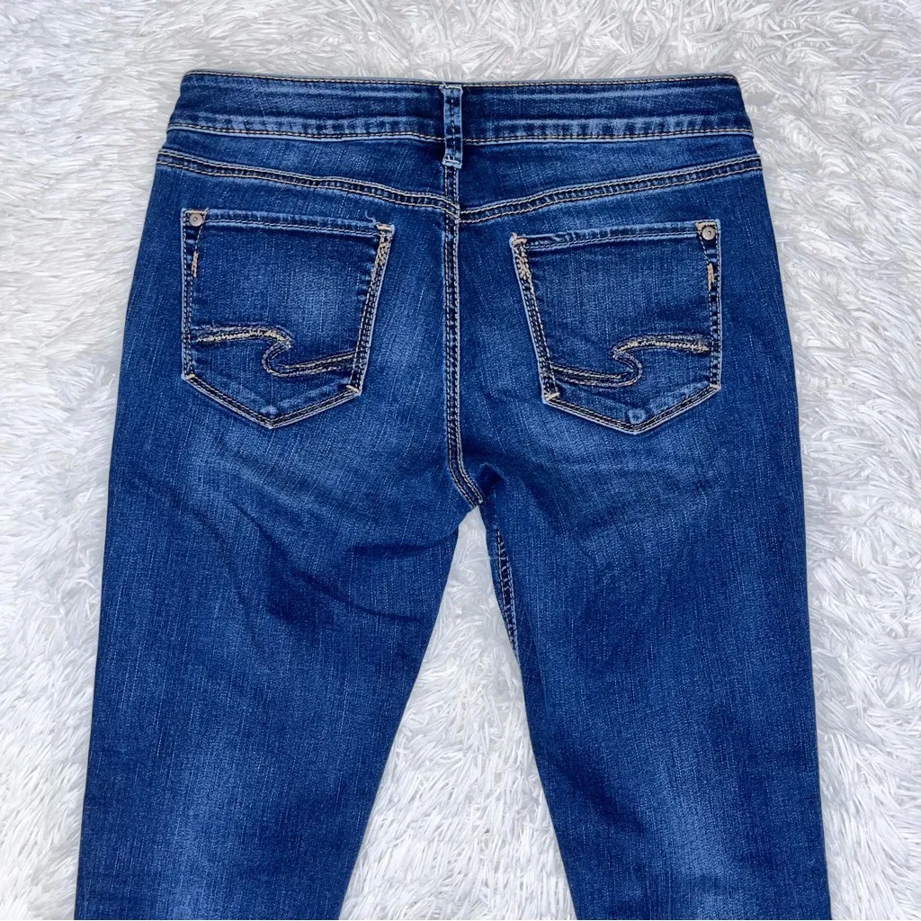 SILVER JEANS Women’s Suki Skinny Crop Dark Wash Blue Denim Jeans 29 - Image 5