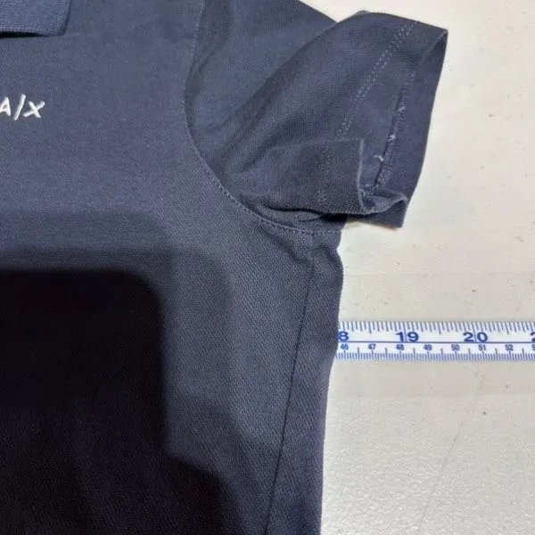 Armani‎ Exchange Women’s Dark Navy Polo Shirt Medium A|X Logo Buttons Cotton - Image 4