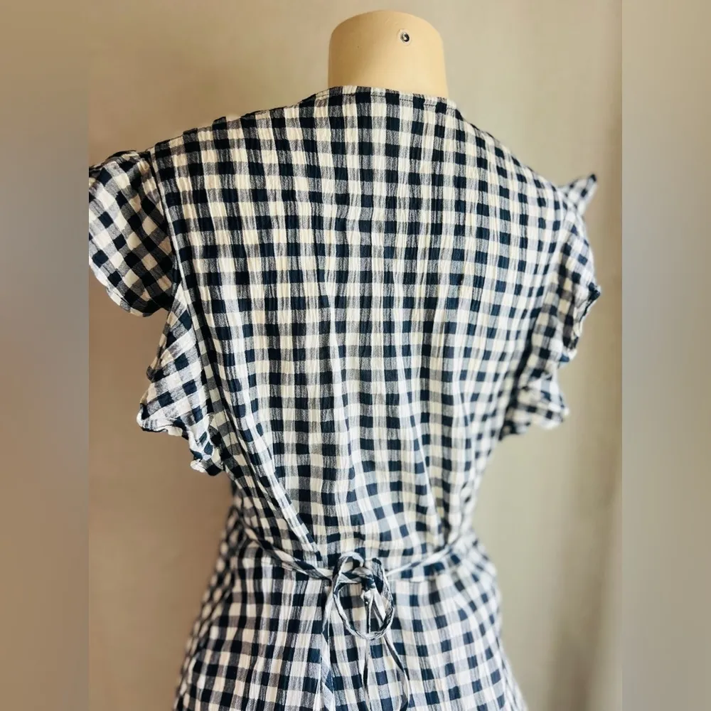 Topshop Gingham Ruffle Detail Wrap Dress size small - Image 7