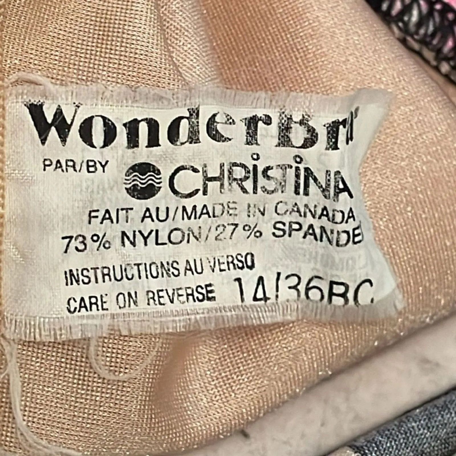 WonderBra by Christina Vintage Black Floral Swimsuit Womens Size 14 36BC Ruffle - Image 2