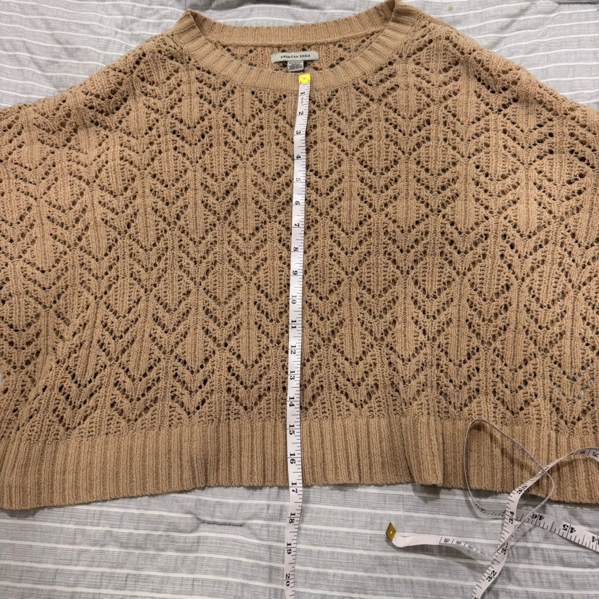 AE American Eagle Cropped‎ Pointelle Crew Neck Sweater XL - Image 5