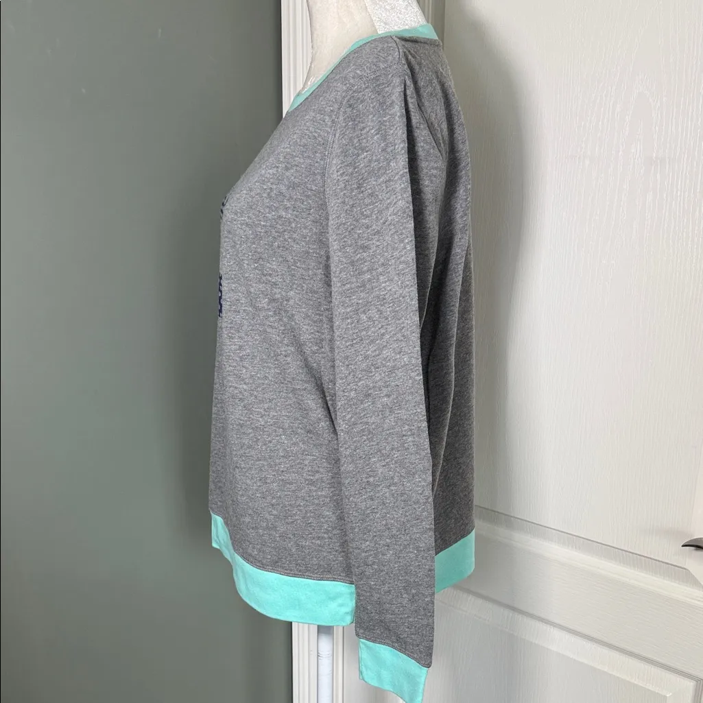 ND Intimates Lounge Sweatshirt Reindeer Graphic Gray/Mint Size L – Cotton Blend Gray Size L - Image 4