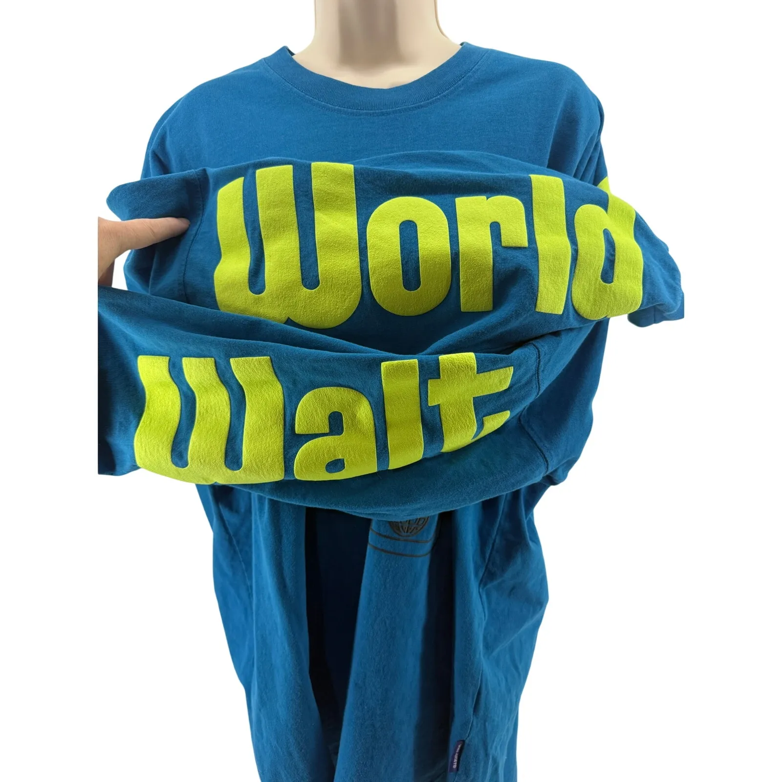 Walt Disney World Spirit Jersey Adult XL Blue Neon Green Parks Mickey Globe - Image 2