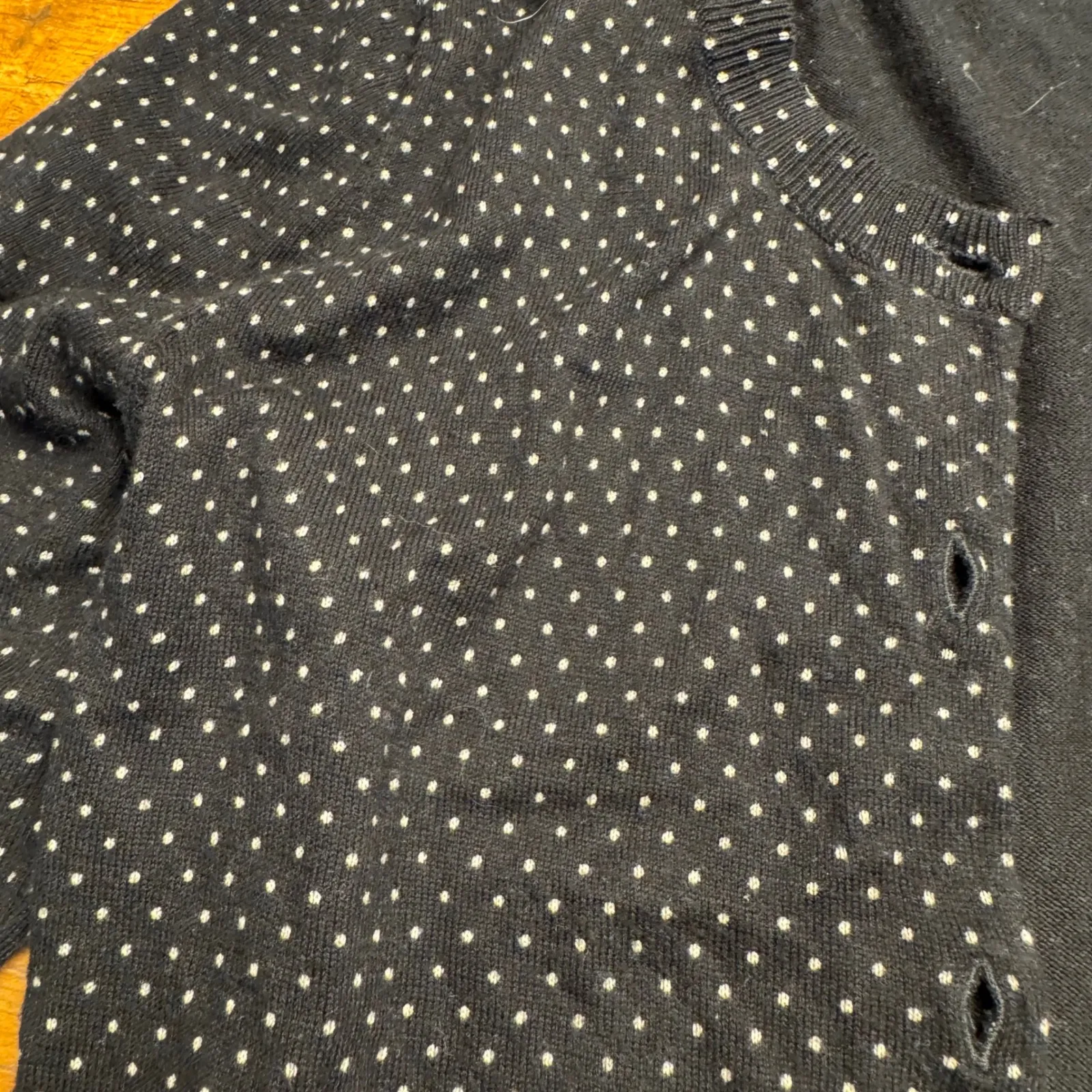Talbots Black White Polka Dot Button Front Cardigan Sweater Womens Small - Image 4