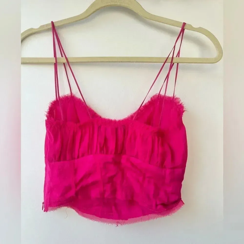 Urban Outfitter Ronni Raw Edge Pink‎ Cami Tank Crop Top Size Smalll - Image 2