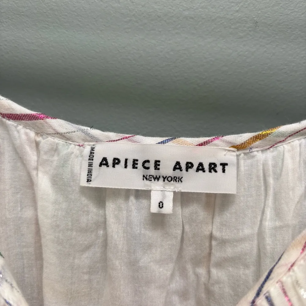 APIECE APART Short Sleeve Midi Dress in White / Metallic Stripes 0 - Image 9