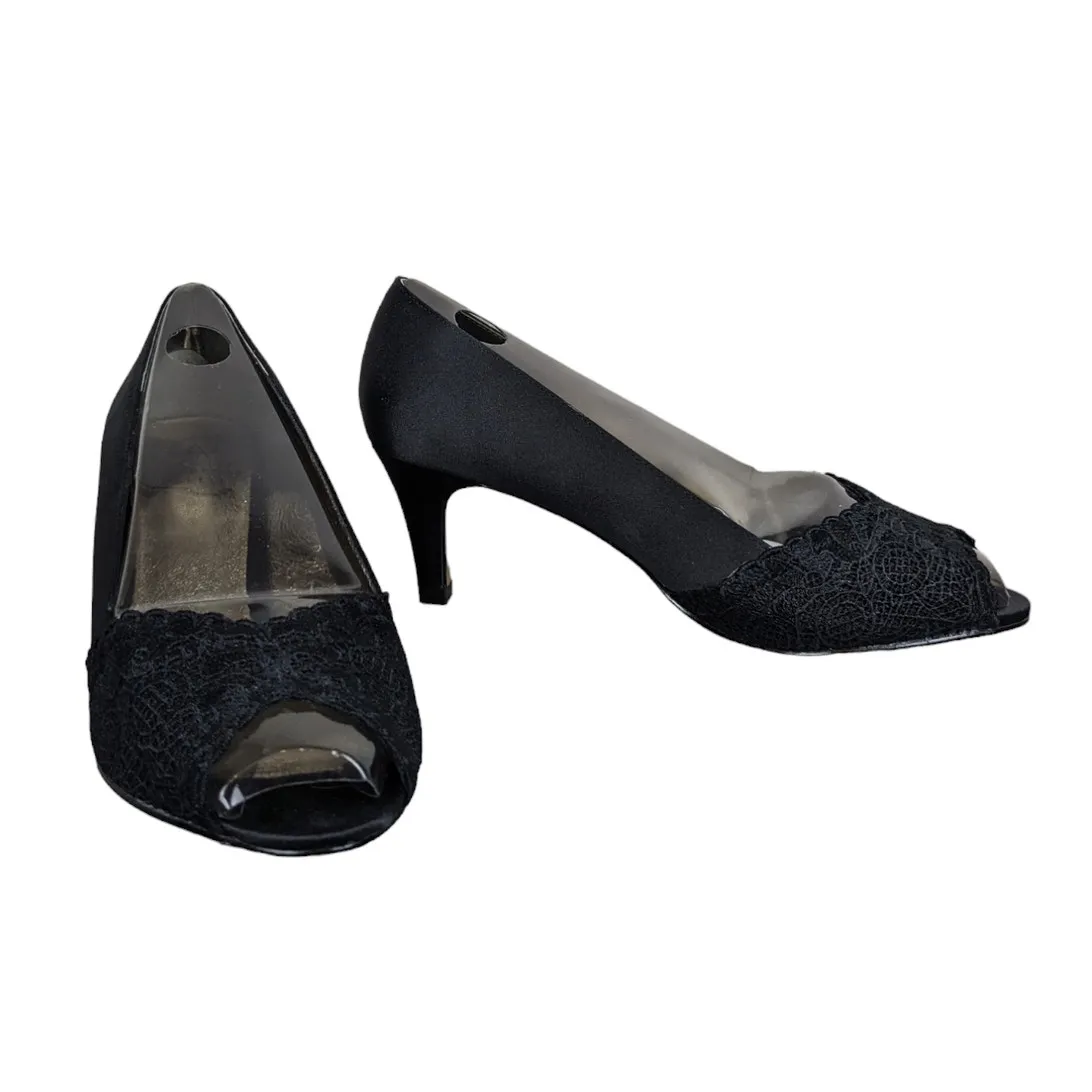 Adrianna Papell Jude Satin & Lace Peep Toe Mid-Heel Pumps 7.5W NEW - Image 3