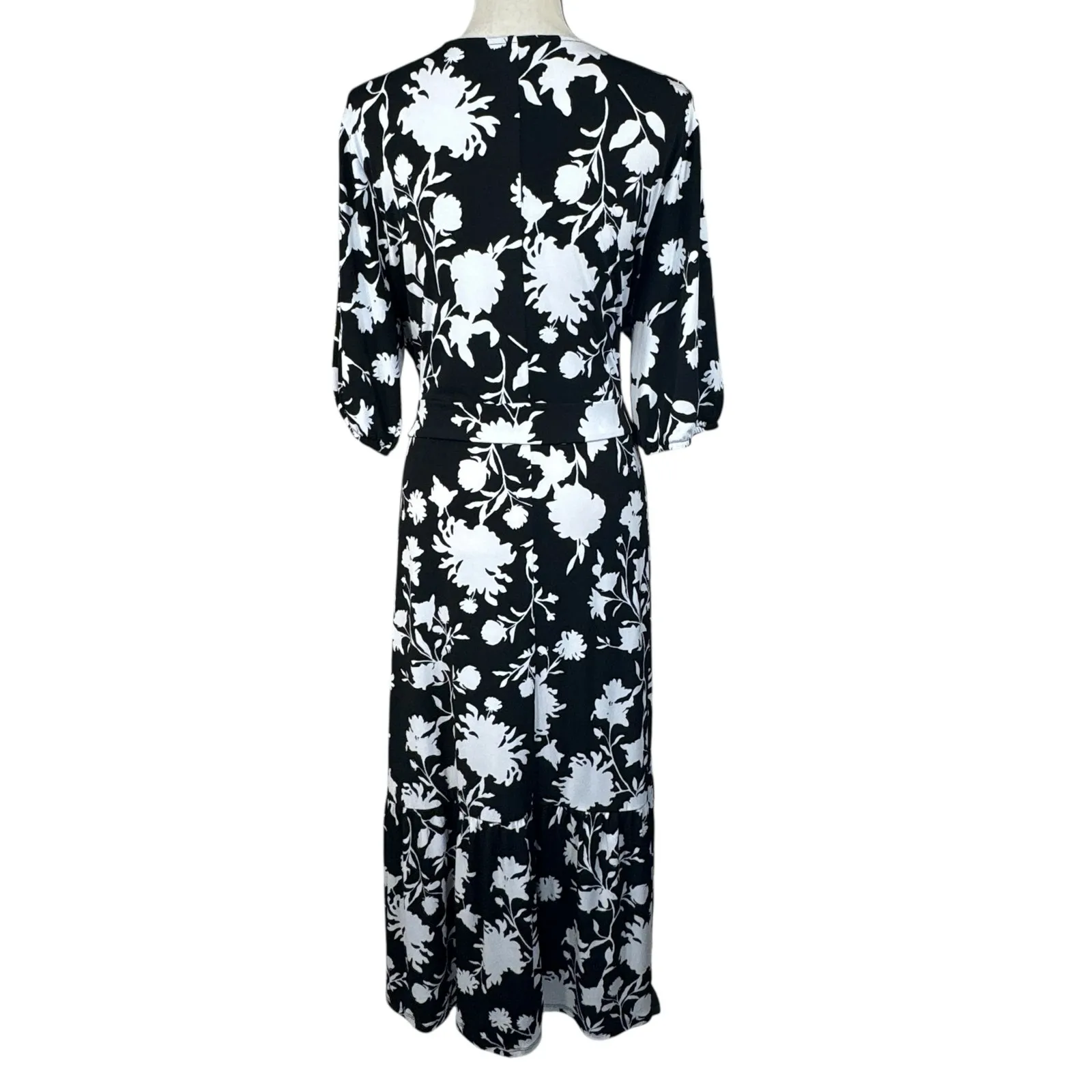 Lane Bryant SZ 20 Hi-Low Midi Dress Faux Wrap Floral Stretch Surplice V-Neck - Image 8