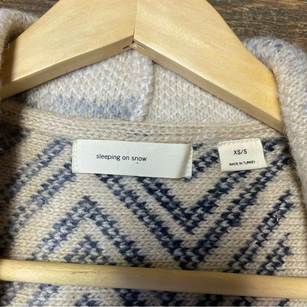 Anthropologie Mabli Vest By Sleeping on Snow Women XS/S Wool Blend Open Sweater Blue - Image 4