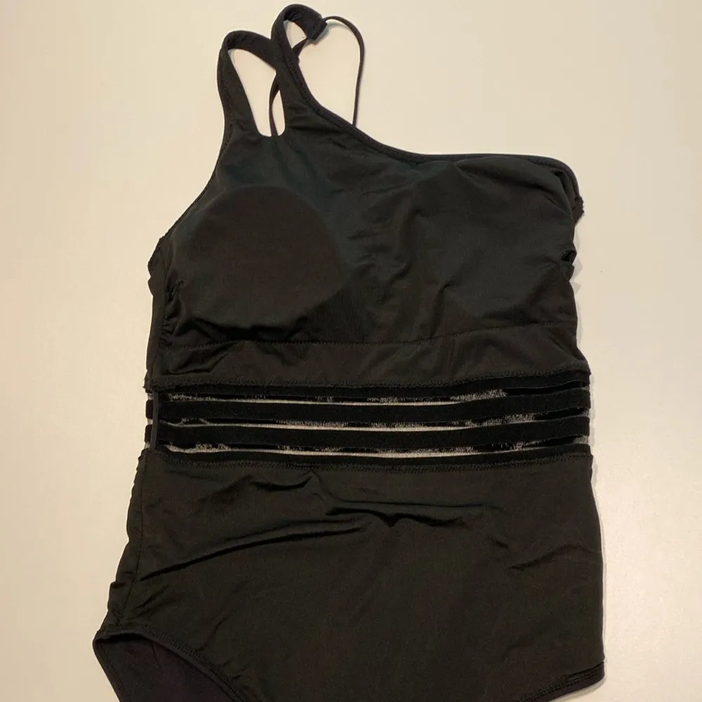 1 Shoulder 1pc Swimsuit black M Tummy Control Bathing Suit Modest Full Coverage Size M - Image 7