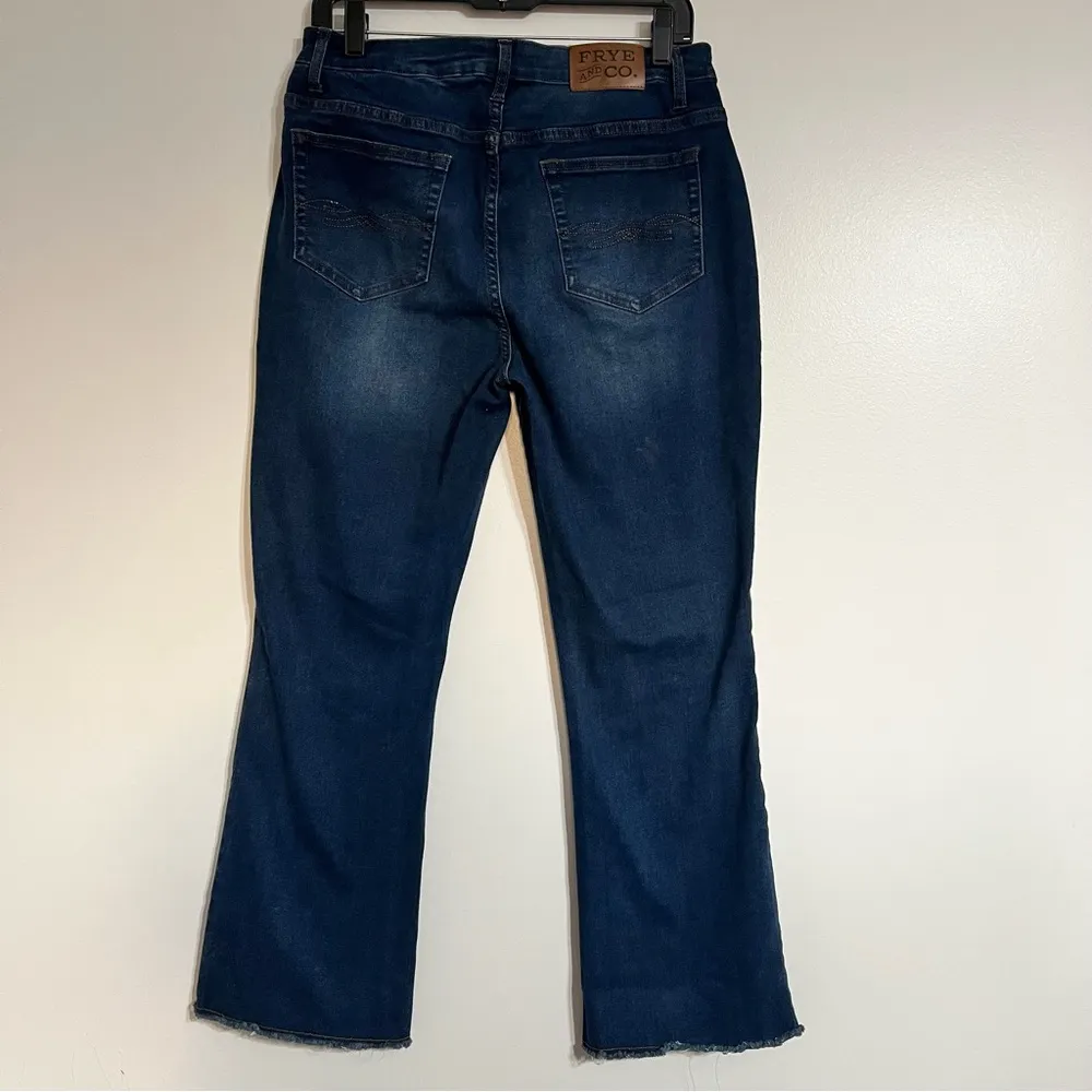 Frye  and Co Women's High Rise Raw Hem Button Fly Boot‎ Cut Jeans Size 10 - Image 5