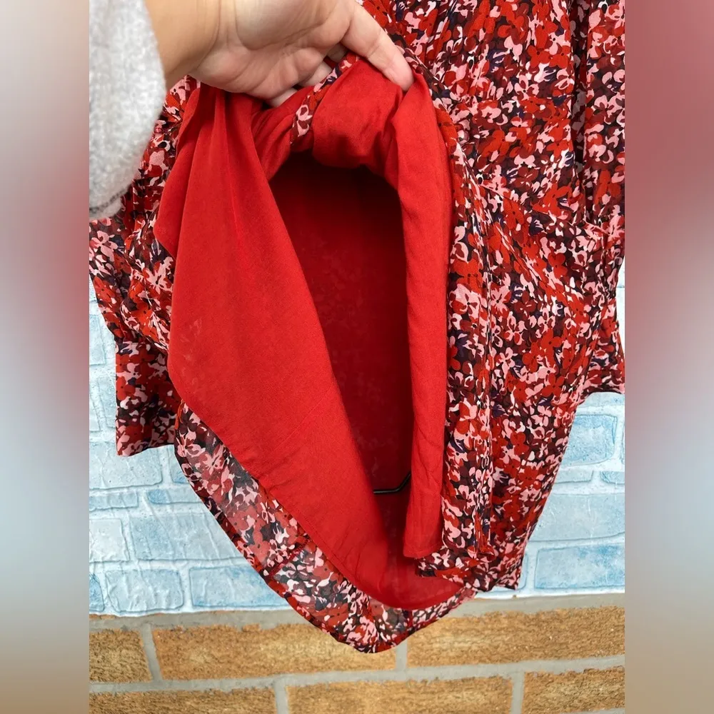 THE KOOPLES FLOWING RED DRESS WITH FLORAL MOTIF SIZE 0 - Image 11