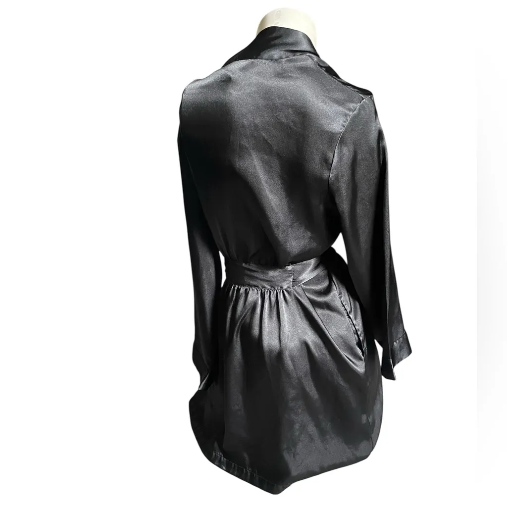 Morgan Taylor Black Satin Wrap Robe - Image 3