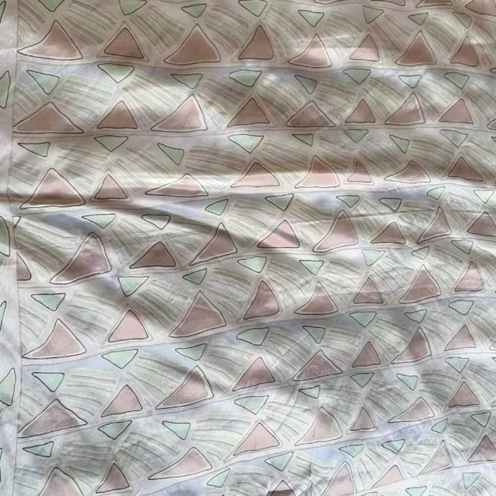 HONEY VINTAGE Silk Scarf Japan Square Chiffon Geometric Multicolor 30 in EUC Pink - Image 10