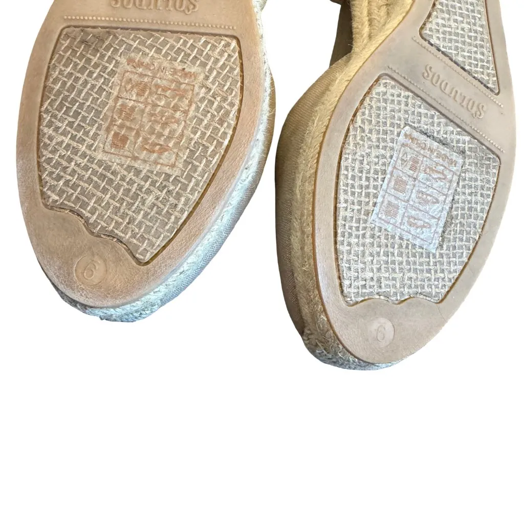 Soludos Espadrille Wedge Shoes Round Toe Ankle Tie Neutral Heels Size 9 Women's - Image 13