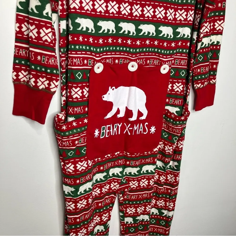 Hatley‎ Little blue house one piece pajamas red white and green size XL - Image 6