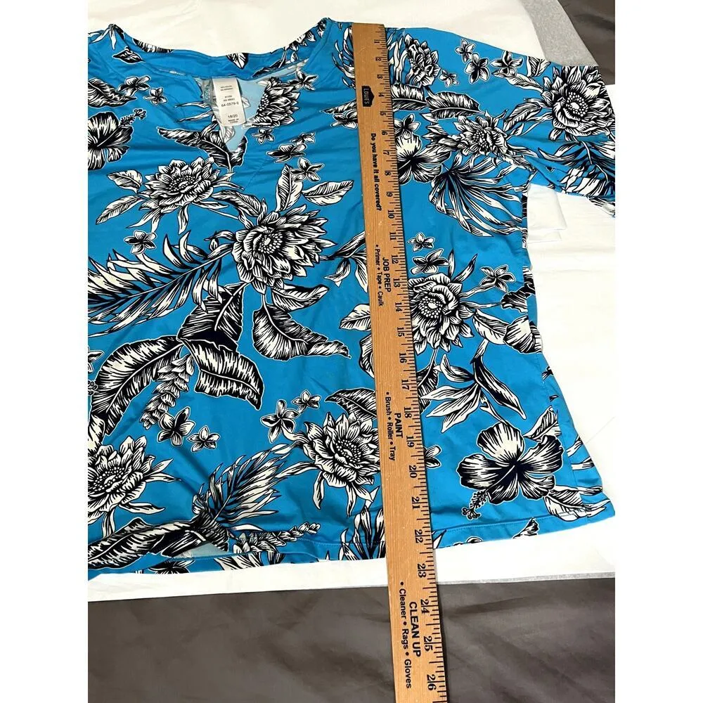 Swim 365 swim shirt size 18/20 bule floral v - Image 4