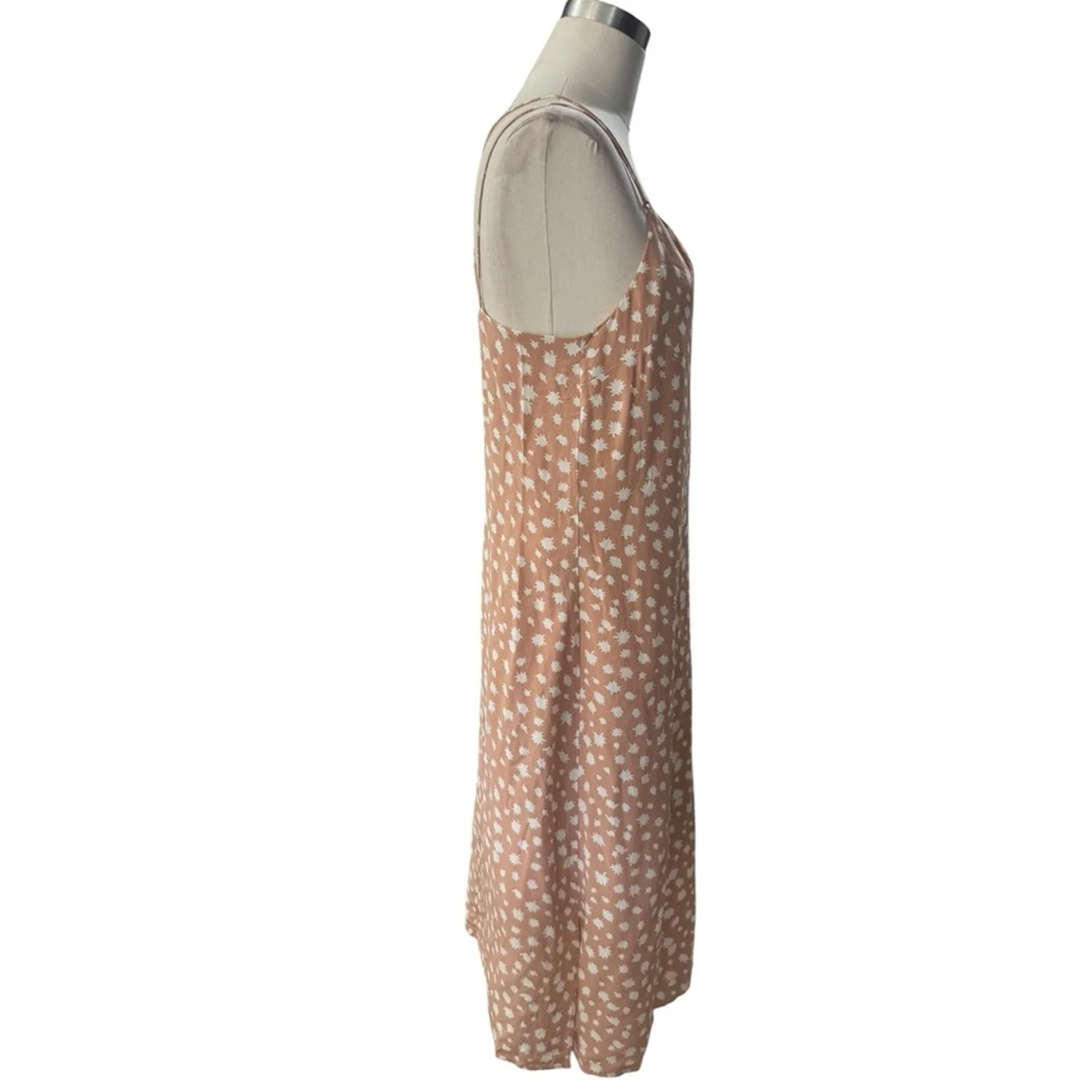 Madewell SILK Peach and White Floral Cami Slip Dress Size 6 Star Shower - Image 5