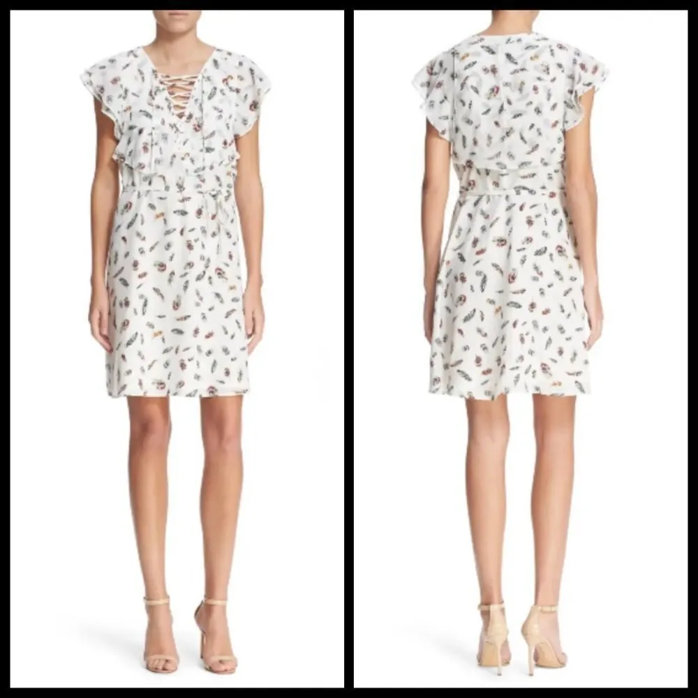 đź’•THE KOOPLESđź’• Feather Print Silk Dress ~ Feather Print Large - Image 6