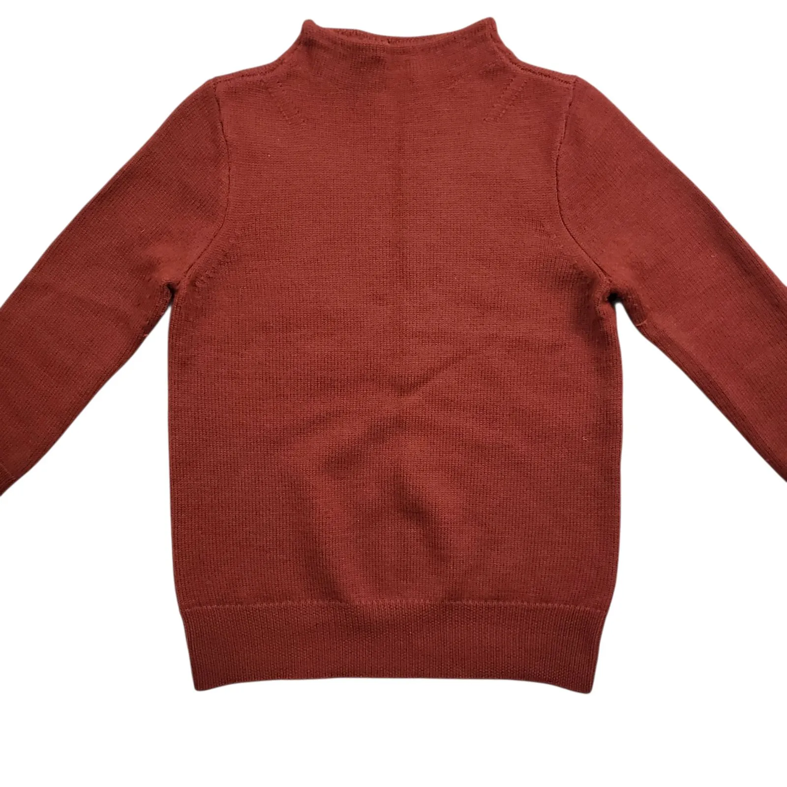 J Crew 100% Wool Knit Sweater Womens XS Orange Mock Neck Preppy - Image 7