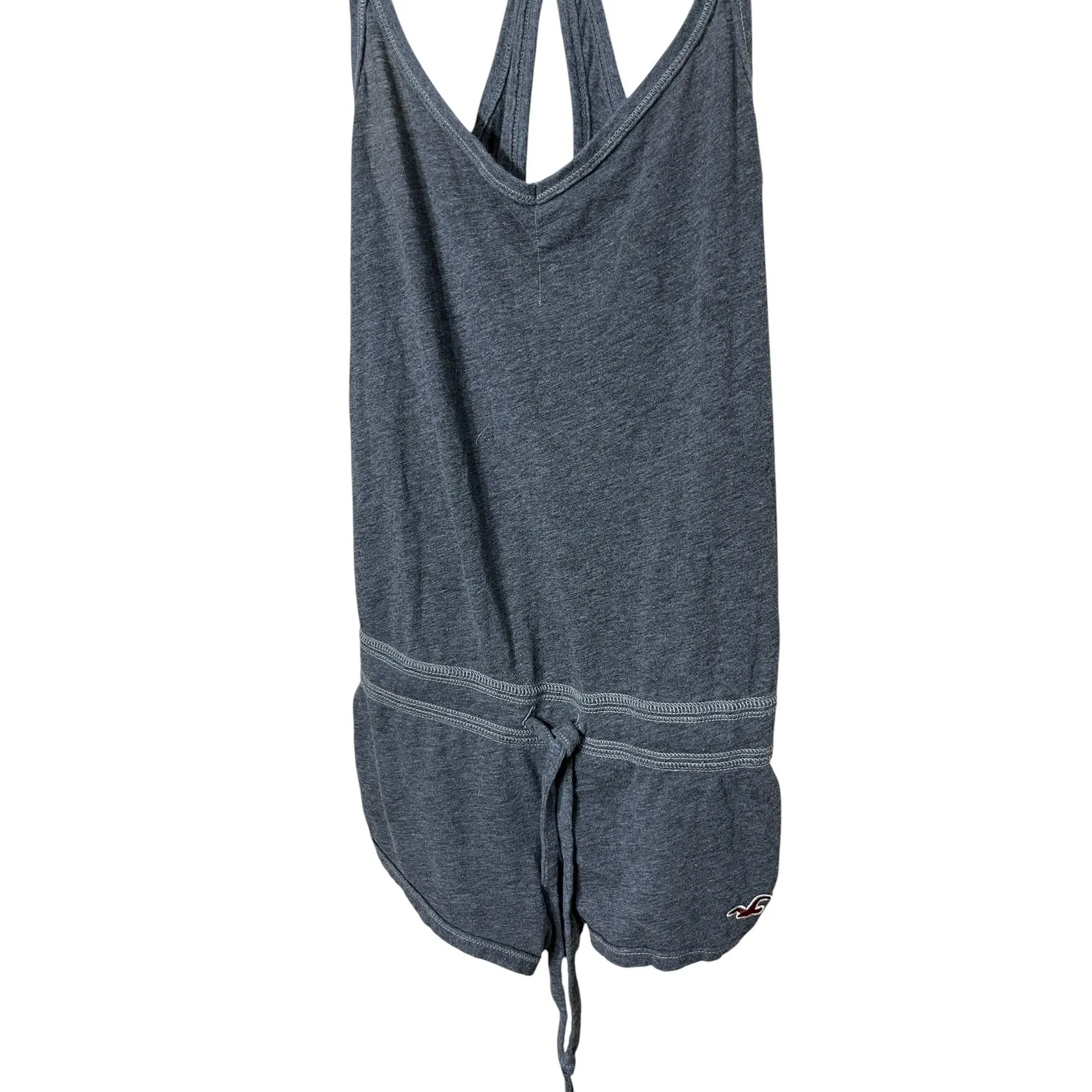Hollister Y2K Gray Drawstring Romper Women's XS Sleeveless Cross Back‎ Casual - Image 3