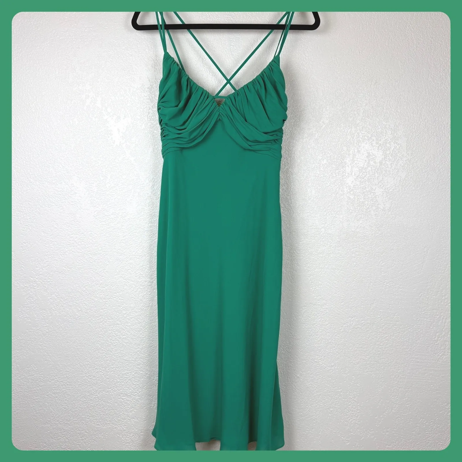 Lauren Ralph Lauren Old Money Emerald Green Strappy Midi Dress Classic Core - Image 2