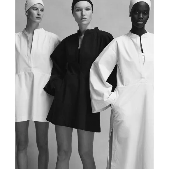 Bondi Born EZE Cotton Silk Mini A Line Tunic Dress Size Medium Black - Image 2