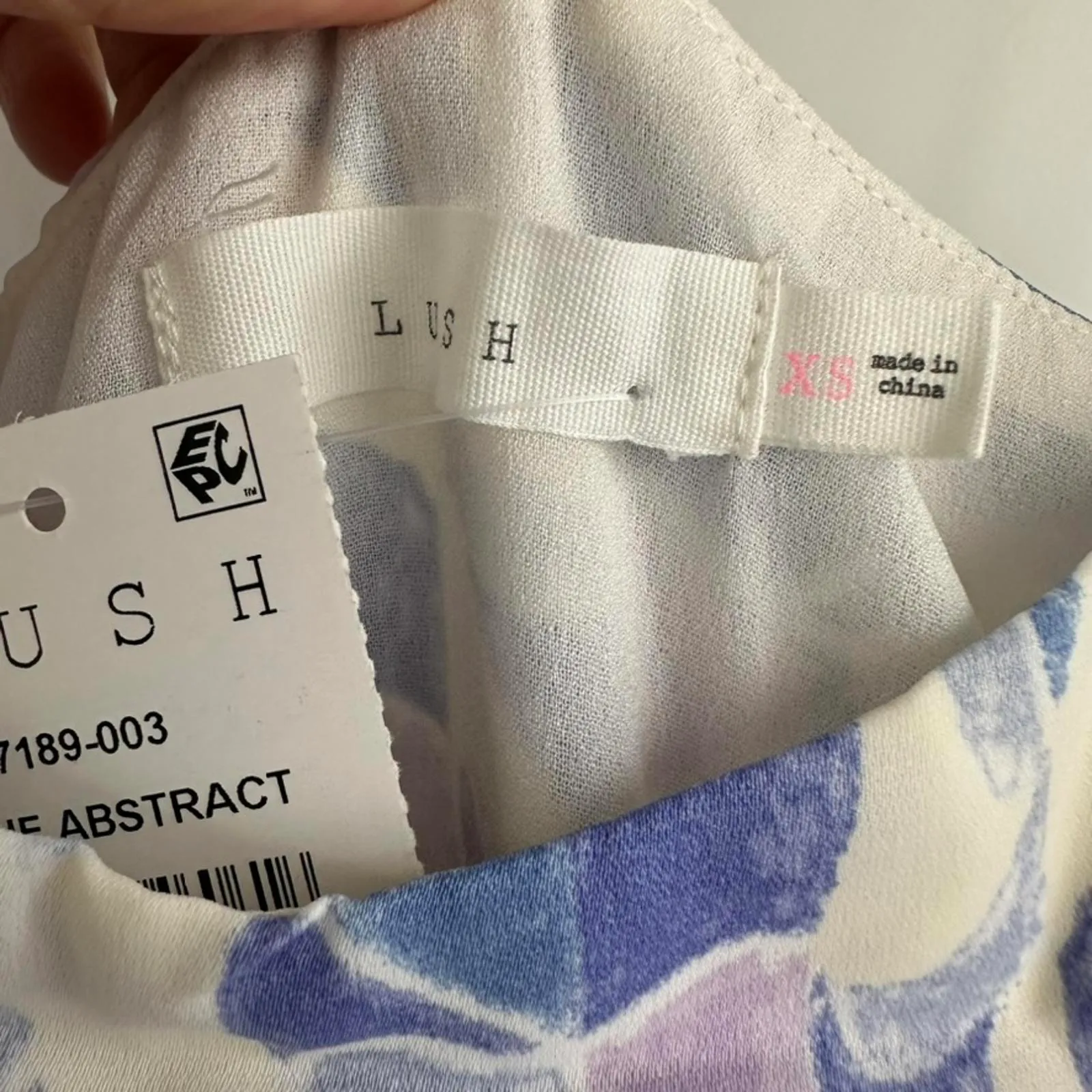 Lush Abstract Print Tier Dress XS Purple Blue White NWT XS - Image 8