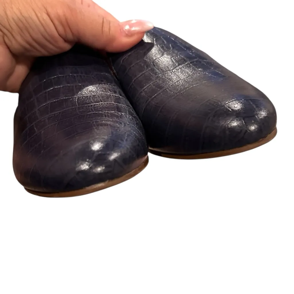 Jack Rogers Audrey Croc Embossed Casual Midnight Navy Blue Loafers Shoes - Image 7