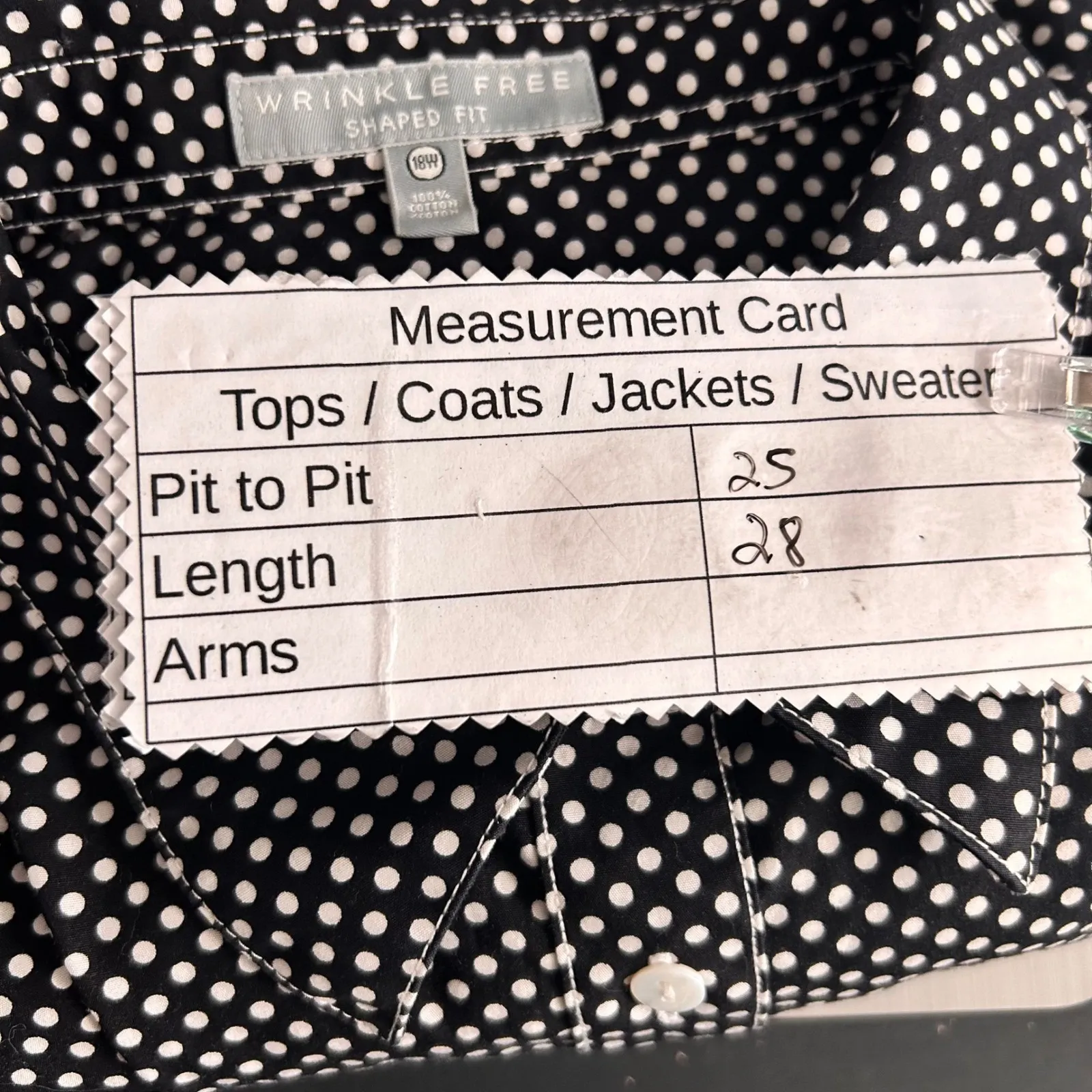 Foxcroft  Polka Dot‎ Button Up Top Black 18W - Image 7