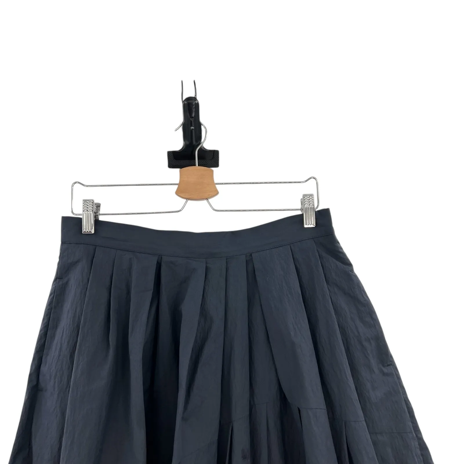 Brunello Cucinelli Pleated Asymmetric Skirt Cotton Navy Blue Size US 8 - Image 2