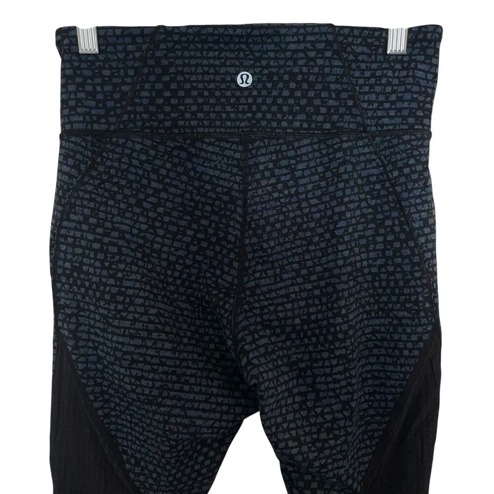 Lululemon Free Runner Crop 21” Shatter Weave Desert Teal Leggings Womens Size 6 Blue - Image 12