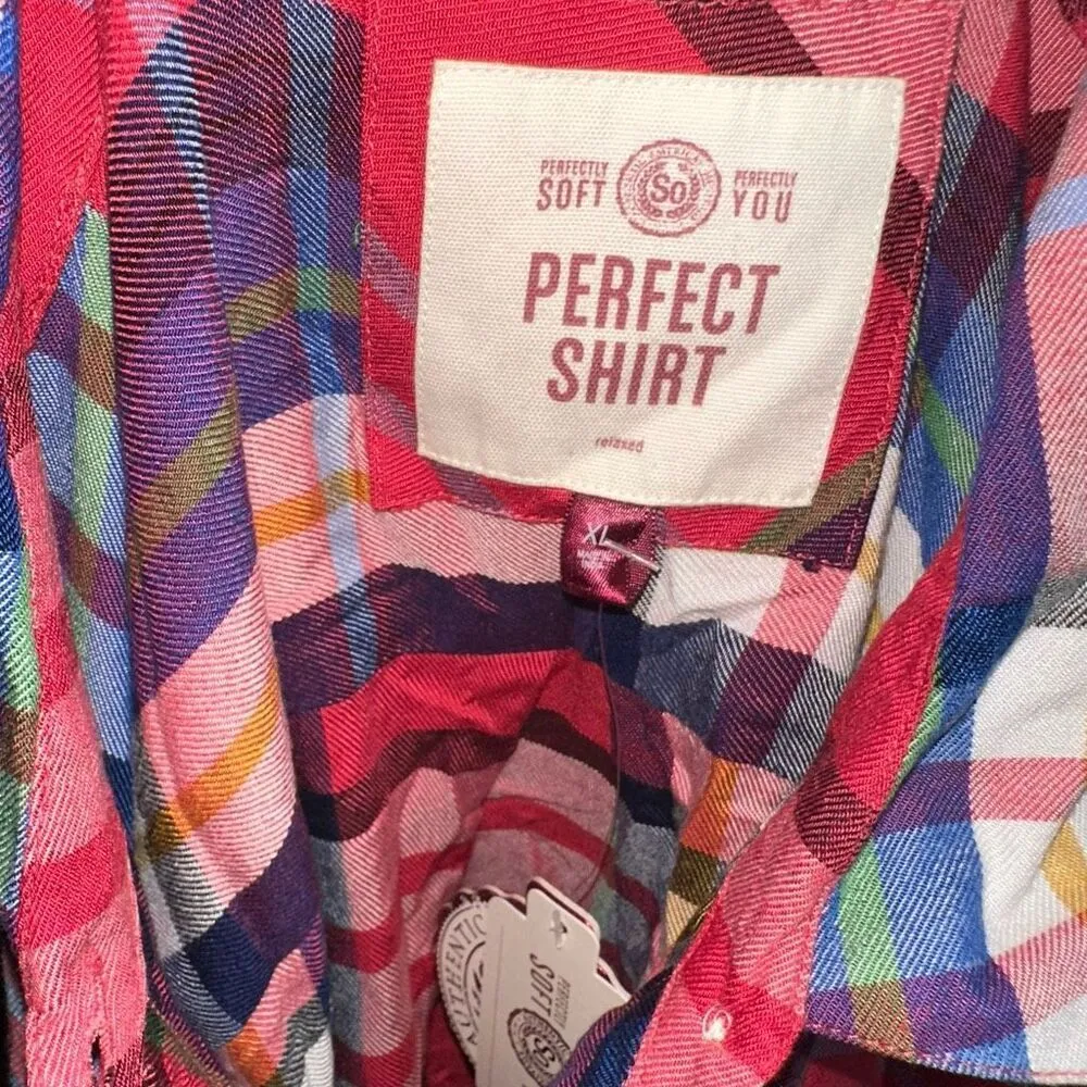 SO Perfect red plaid lumber XL flannel button down shirt - Image 3