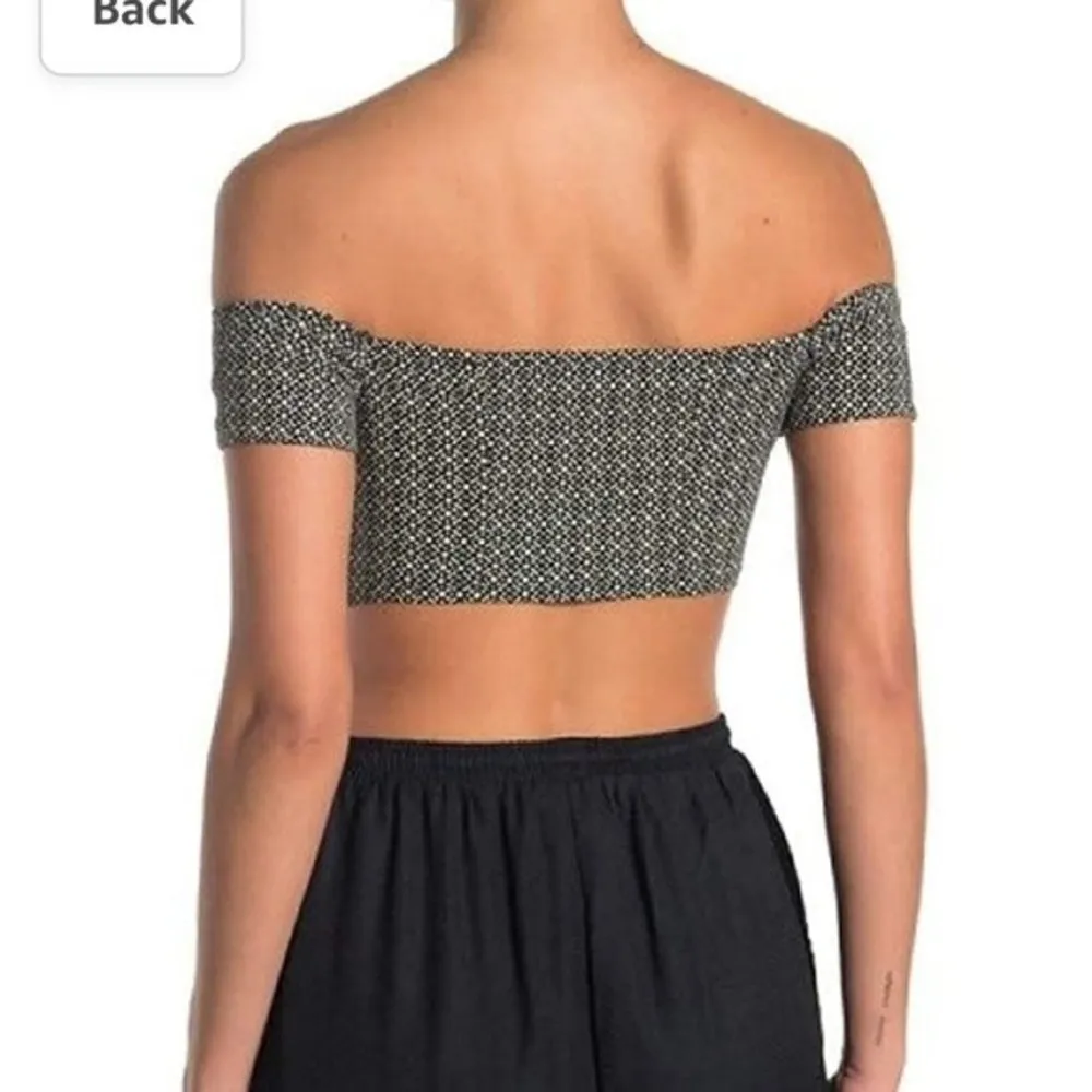 Free People Lucky Now Brami Bra Crop Top Black Combo Notch Off Shoulder XSmall - Image 5