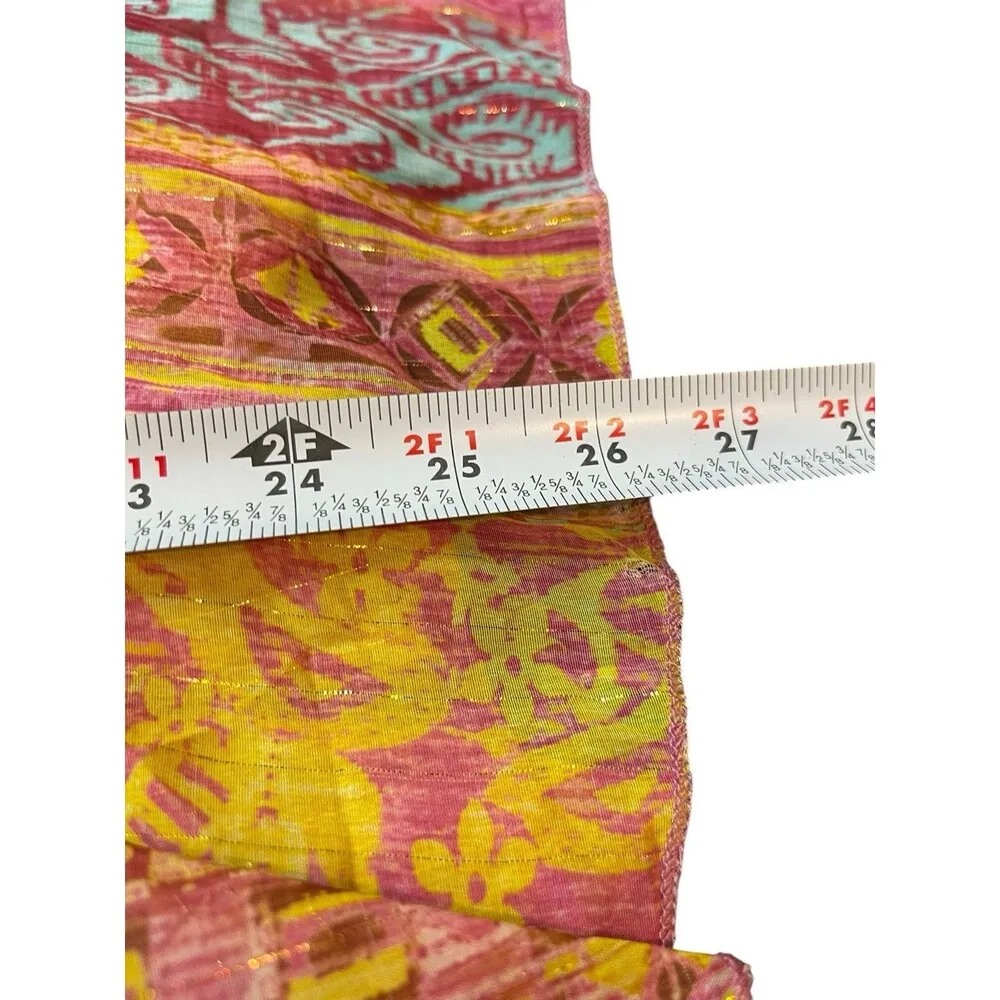 VTG Jordache Yellow Pink Sheer Sleeveless Wide Strap Babydoll Top Junior L Y2K - Image 10