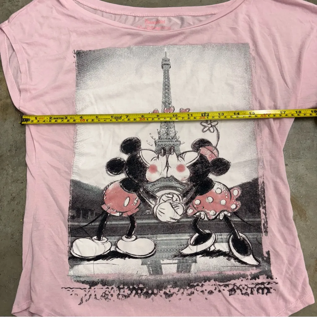 Disneyland Walt Disney World Womens XS Tshirt Pink Mickey Minnie Paris - Image 5