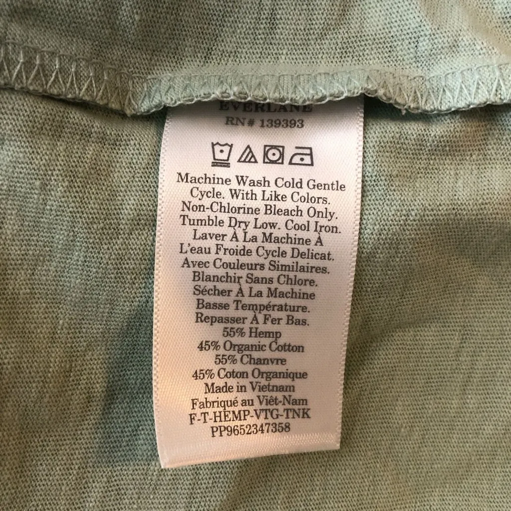 Everlane Hemp Cutaway Tank Top Organic Cotton Blend Sleeveless Green S - Image 4