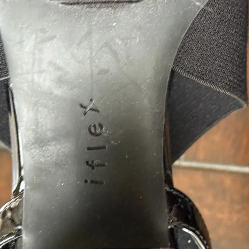 ANNE KLEIN Rayna I-Flex Black Patent Leather Strappy Block Heel Sandals Size 6 - Image 12