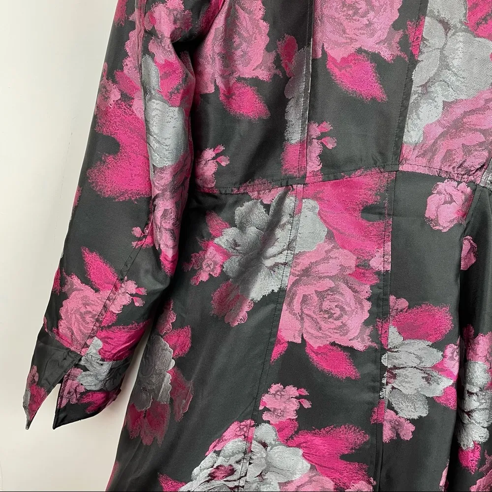 Jerry T Art To Wear Floral Jacket Tie Front Flare Sz Large Pink - Image 13