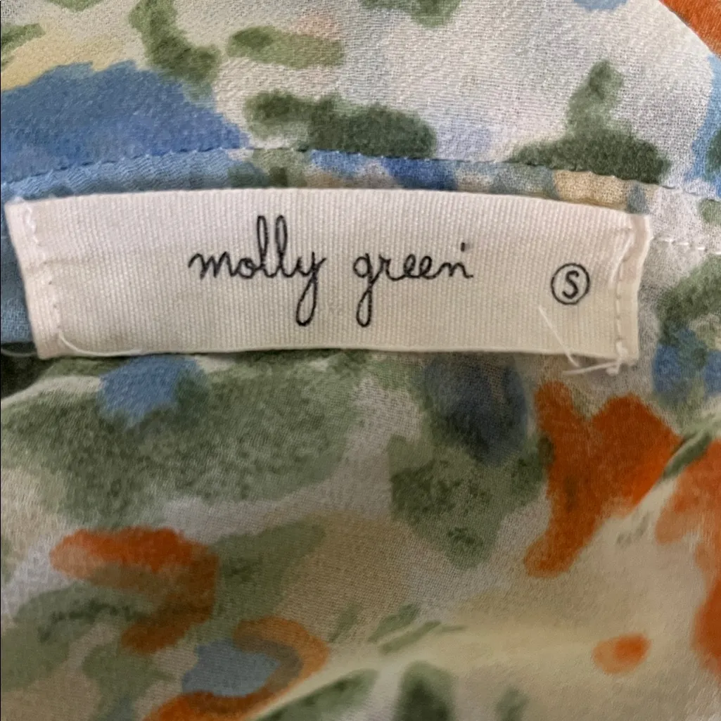 Molly Green Frilled Floral Tie Front Cropped Top - Image 4