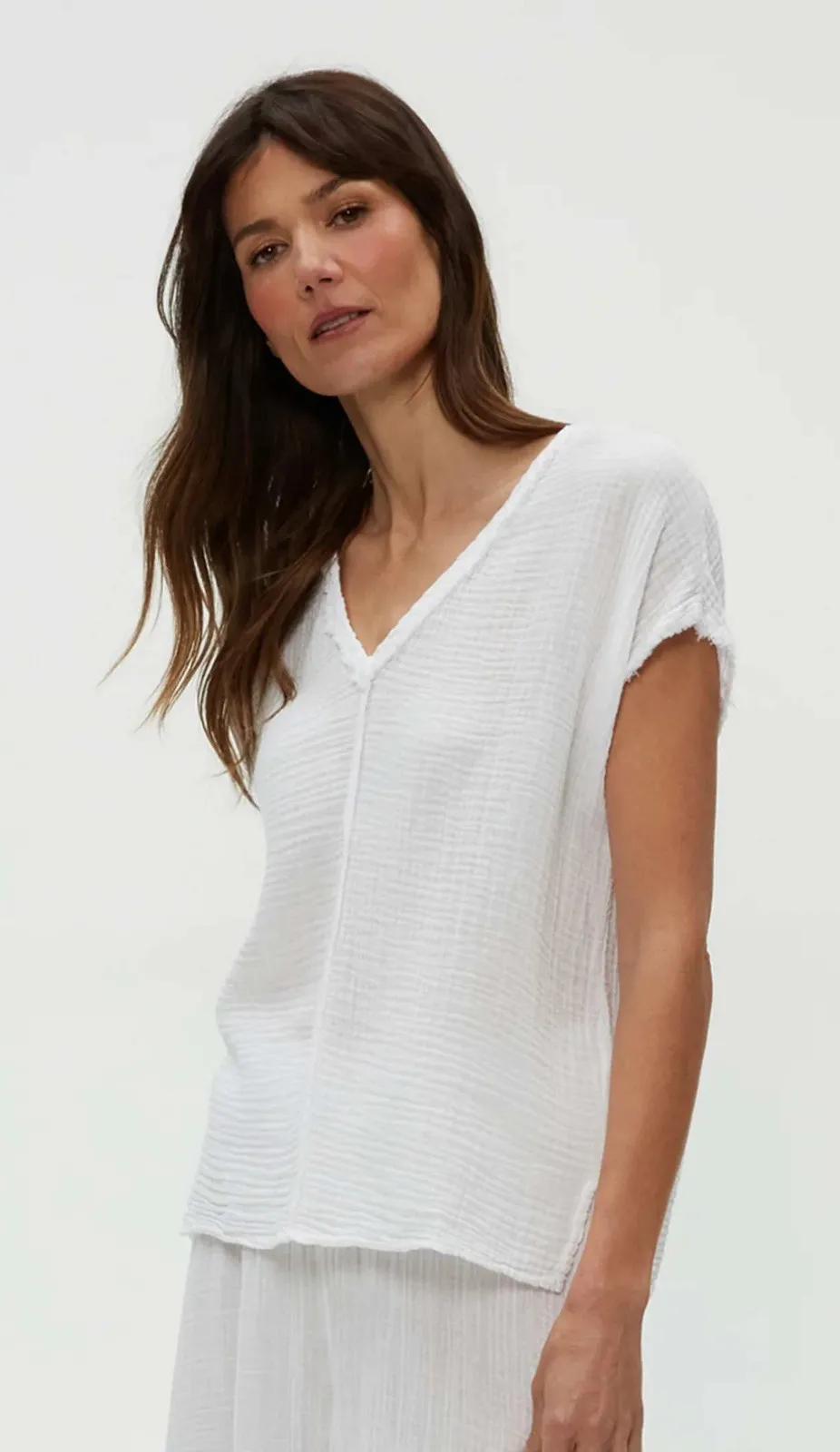 Michael Stars Draya V Neck White Double Gauze Sleeveless Top Blouse Cotton Small - Image 1