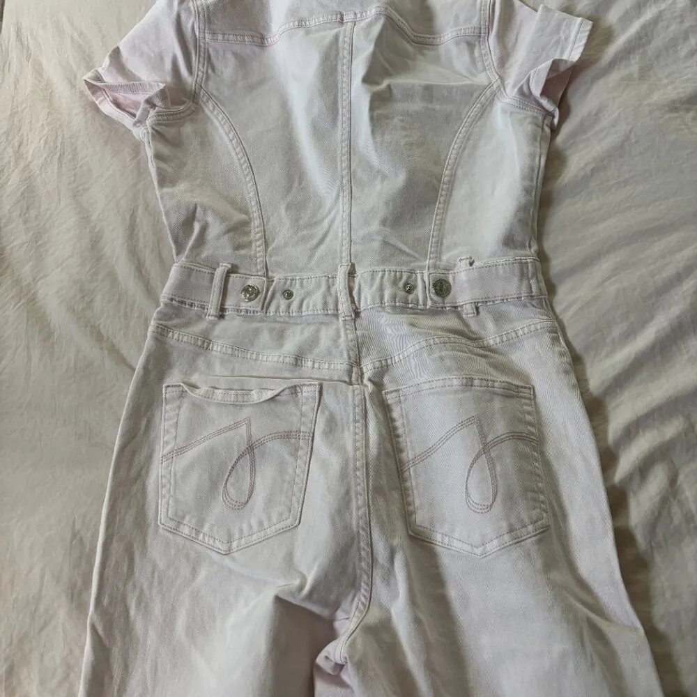 NWOT Juicy Couture Utility Jumpsuit Pink Marshmallow Denim Small - Image 3