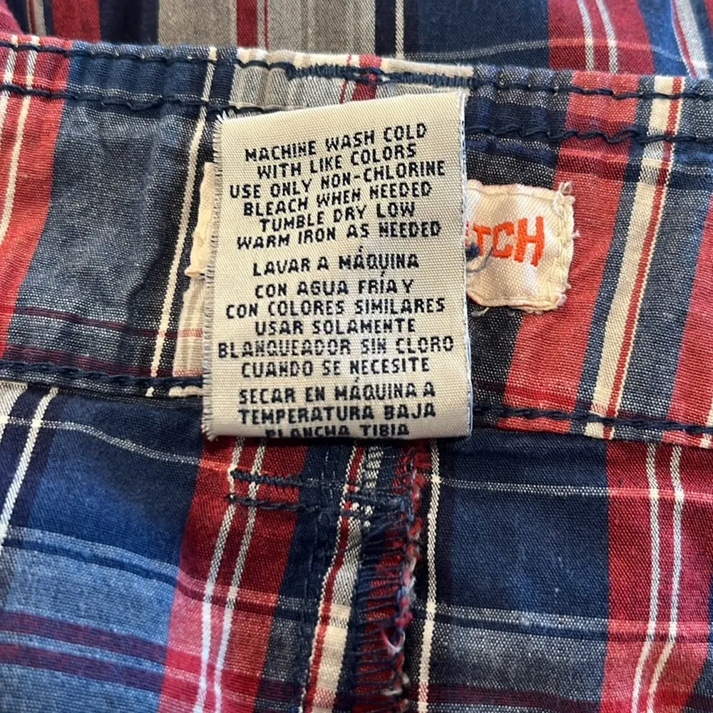 Faded Glory Red Blue Plaid Hi Rise Cuffed Shorts Sz 14 - Image 7