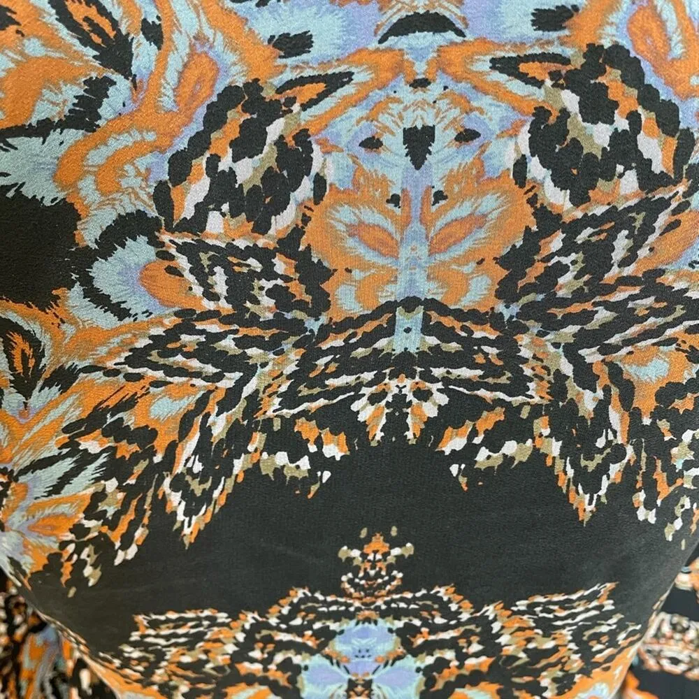 Twelfth Street by Cynthia Vincent Abstract Floral Silk Cardigan Small Blue - Image 11