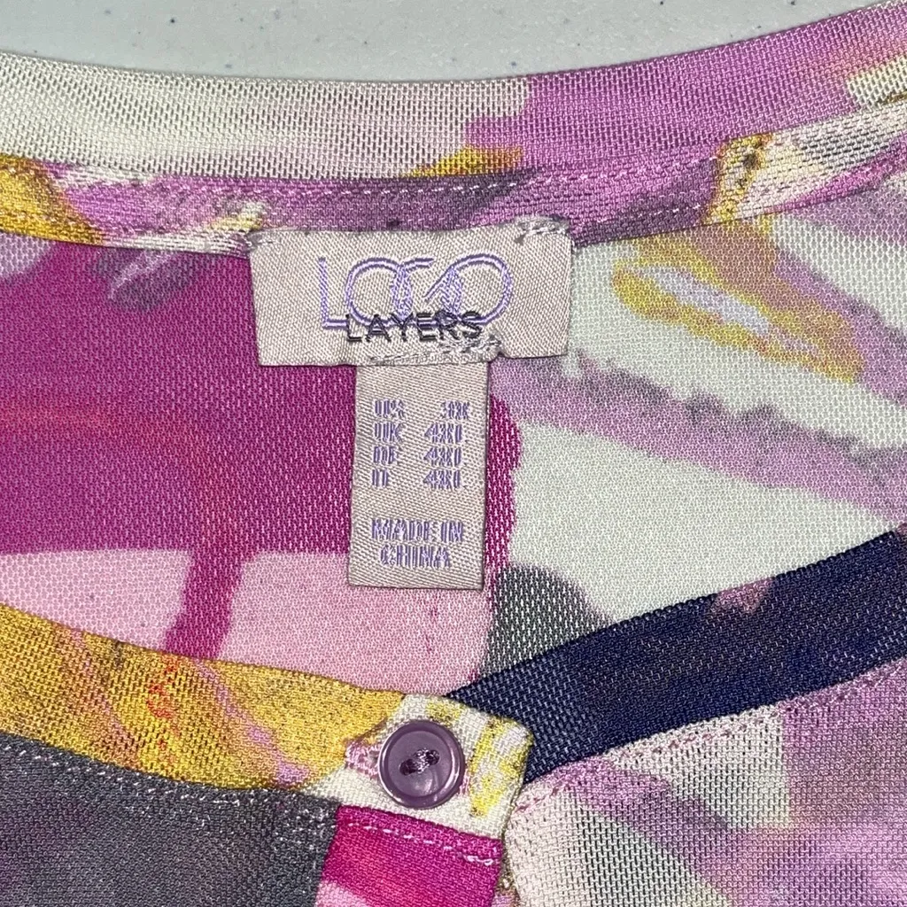 LOGO Layers by Lori Goldstein Size 3X Abstract Print Button Up Mesh Cardigan Top - Image 4