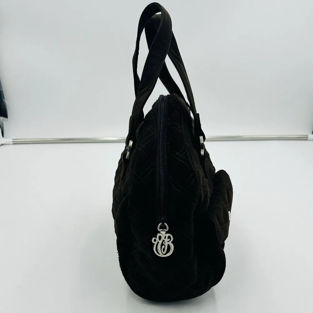 Vera Bradley Solid Brown Quilted Bowler Bag Purse 9" x 10" - Image 8