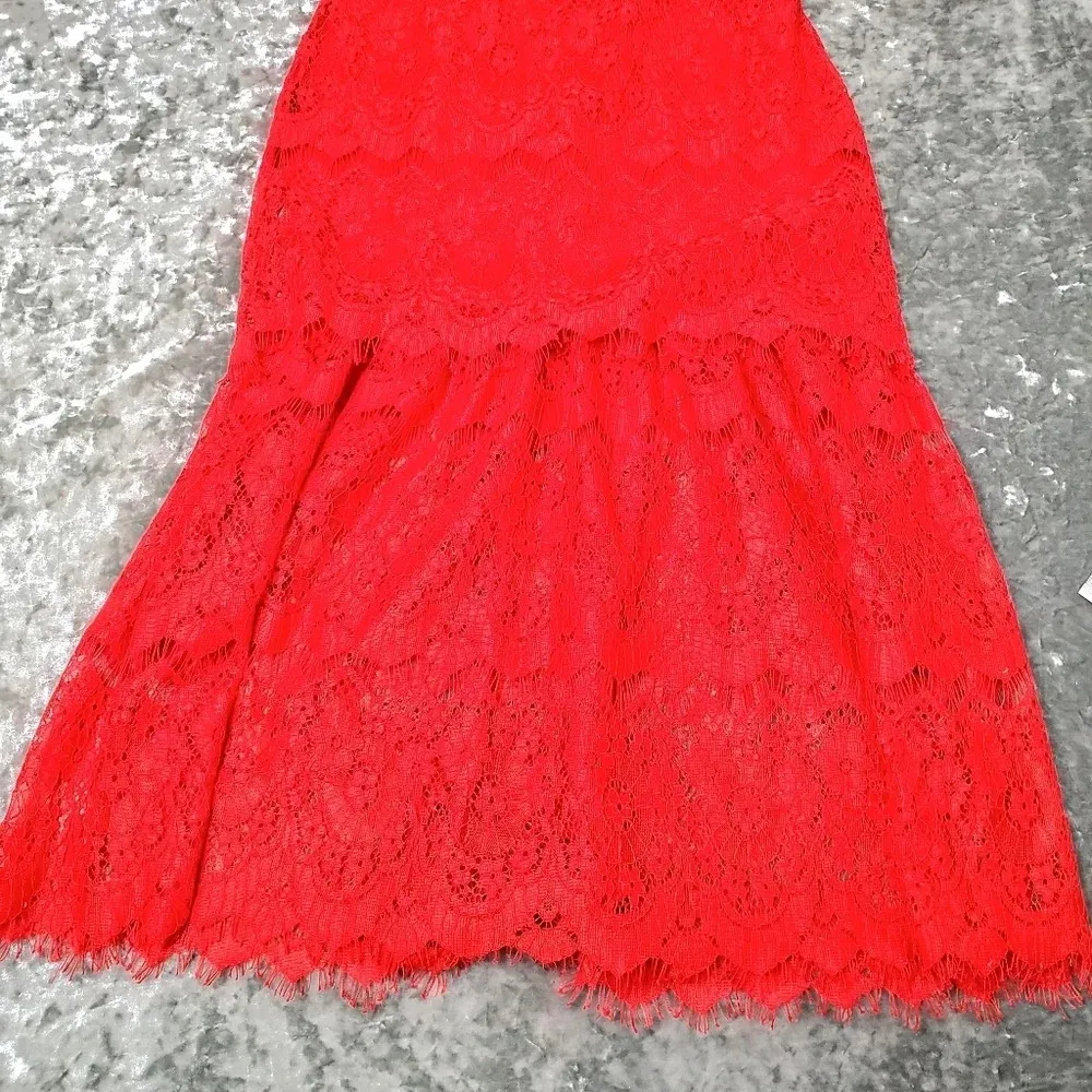 Lulu's Manning Red Lace Tiered Midi Dress - Image 7