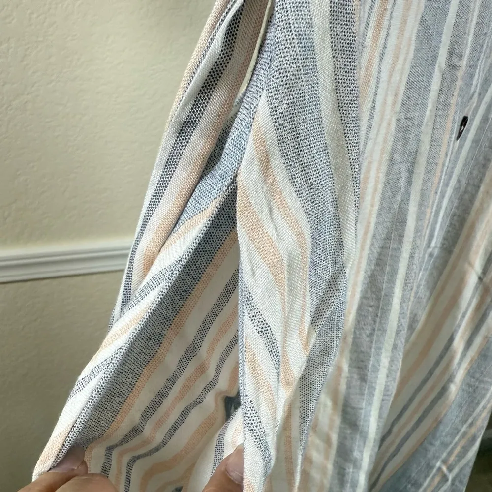 Women’s Linen Blend Midi Dress Small Relaxed Coastal Cottagecore Light Academia White - Image 5